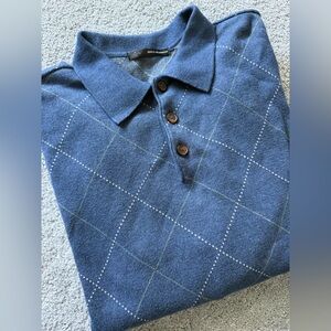 Greg Norman Collection Navy Collared Pullover Button Up 100% Cotton Size XL